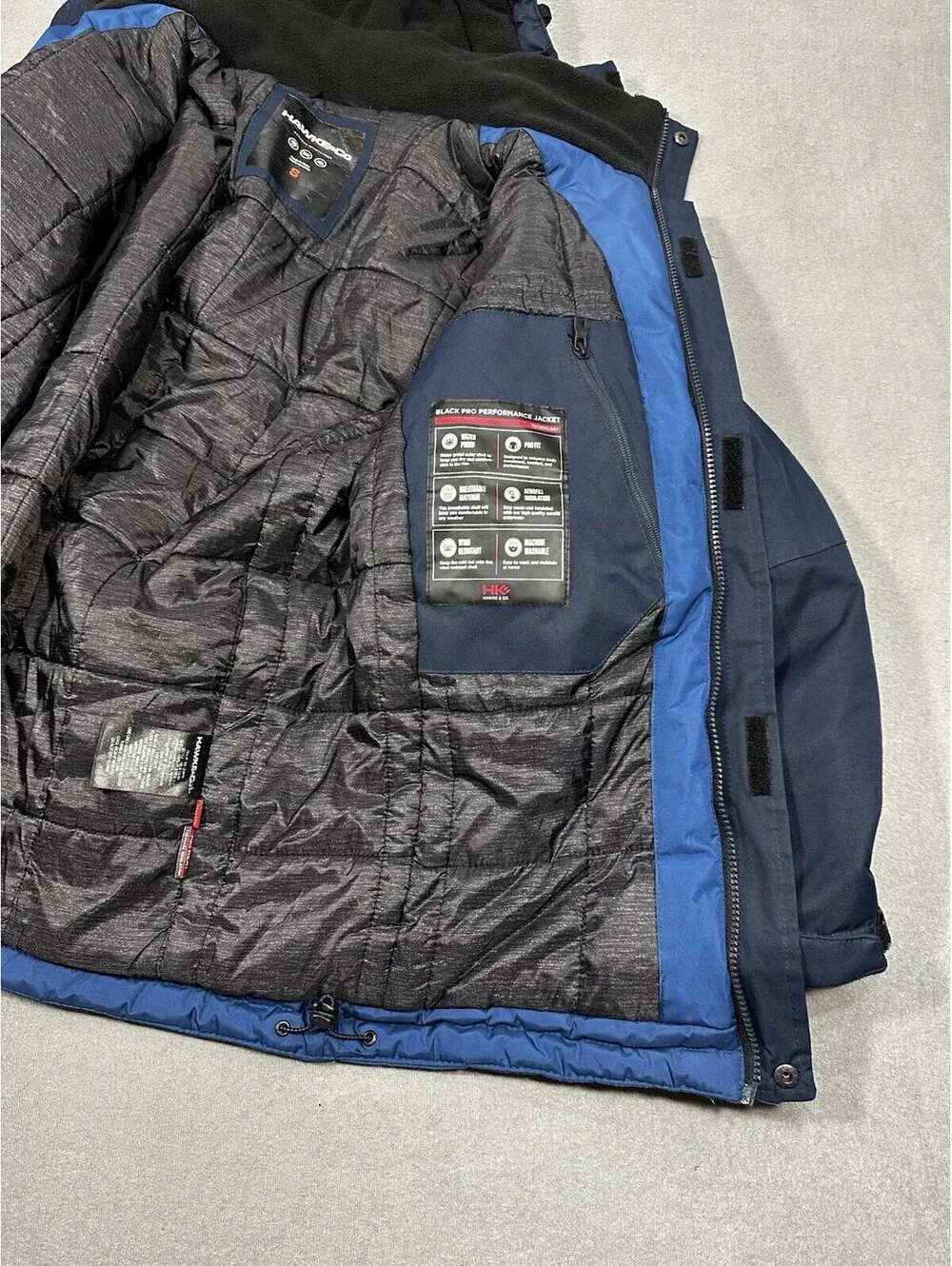 Hawke & Co Men’s Small Waterproof Insulated Hooded Jacket Blue Winter Coat